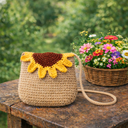 Handmade Crochet Sunflower Sling Bag – Aesthetic Floral Crossbody Purse