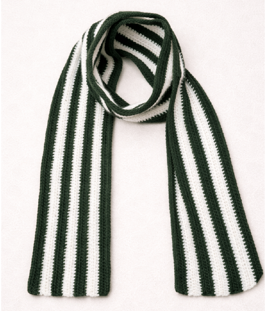 Handmade Woolen Winter Scarf | Soft & Warm | Unisex | Green & White (Female)
