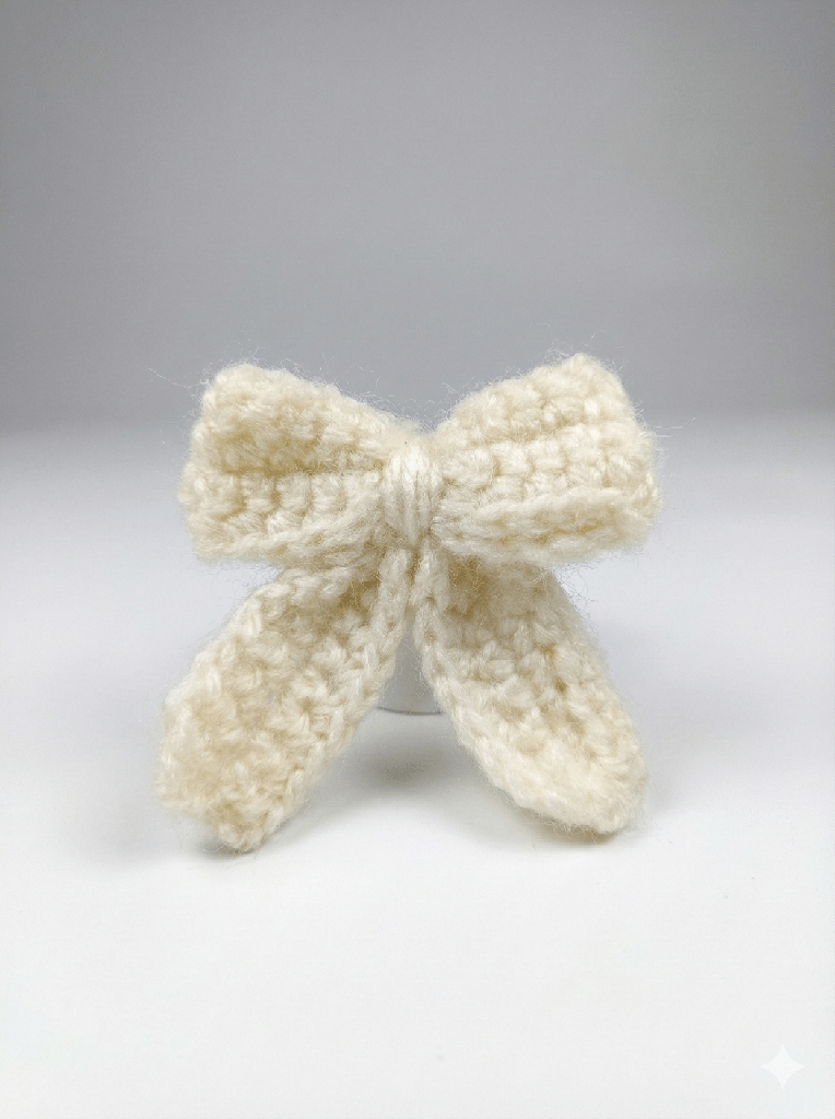 Handmade Crochet Bow | Woolen Decorative Bow for Bags & Gifts (Red)