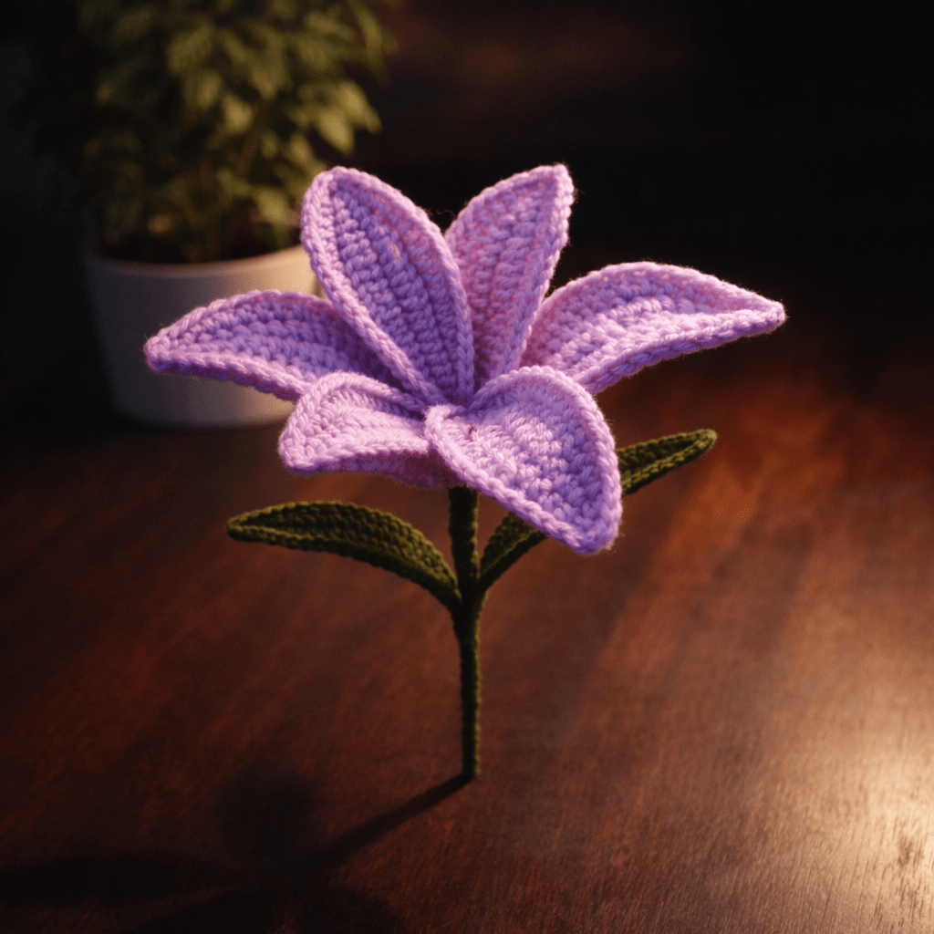 🌸 Lavender Crochet Lily – Handmade Eternal Bloom for Elegant Home Decor