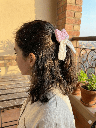 Handmade Pink & off White Crochet Bow Hanging | Cute Woolen Charm for Bags & Keys