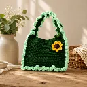 Sunflower Ruffle Crochet Tote Bag